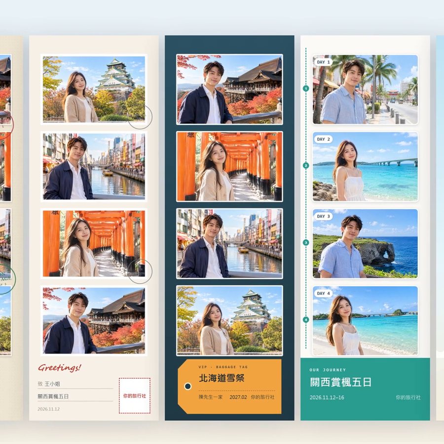 旅行社人生四格的多款旅行專用版框