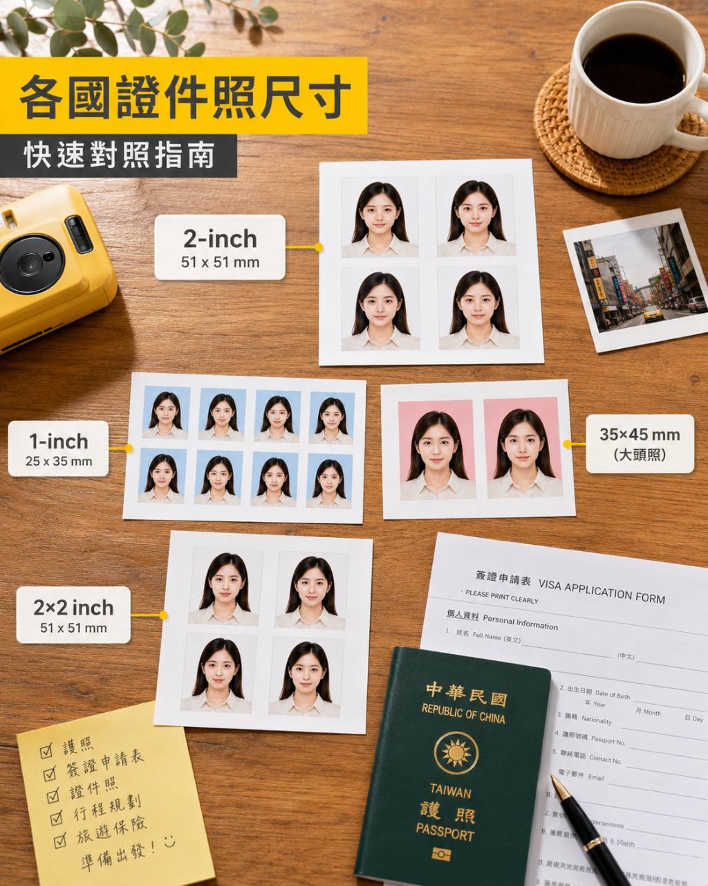 各國證件照尺寸怎麼準備？出國前先看這份快速對照指南