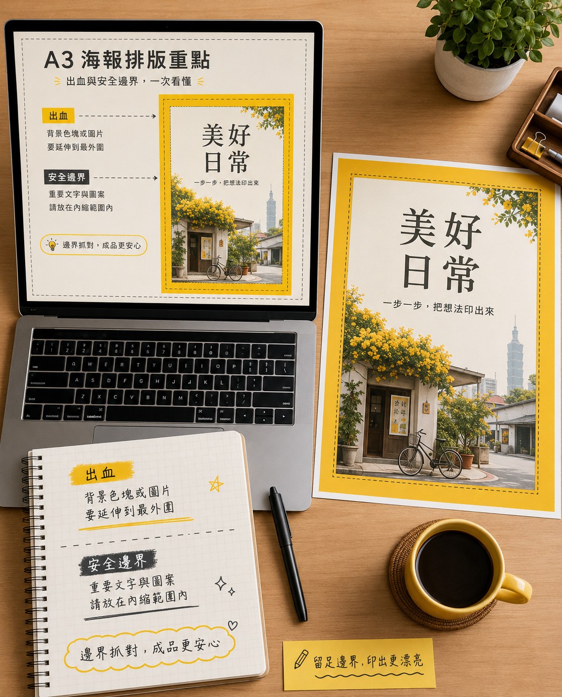 A3 海報印出來有白邊？出血與安全邊界 4 步檢查